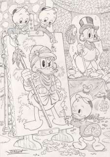 Julian Jordan | Julian Jordan - Ducktales - Scrooge McDuck - Painting the Adventurer - Size: 30 x 21 cm. A4 | Catawiki