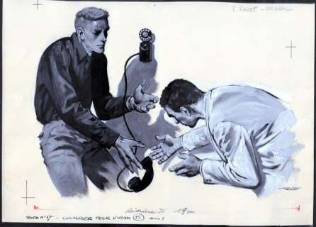 Follet, René - Courrier Pour L’iran | Follet, René - Courrier pour l’Iran - Illustration originale paru dans Tintin - (1960) | Catawiki