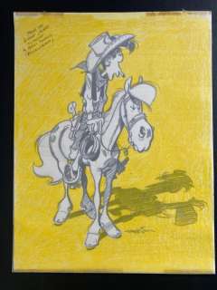 Morris | Morris - Original drawing - Lucky Luke & Jolly Jumper - with yellow cellophane coloring - (1970) | Catawiki