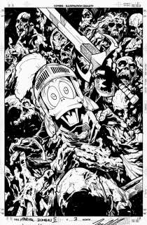 Leonard Kirk - marvel zombies 5 #3 cover (howard the duck battles zombies! ) 2010