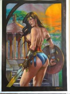 Luca Strati | Wonder Woman - L. Strati - original Art oil painting cm 50x70 - Page volante - Exemplaire unique (2019) | Catawiki
