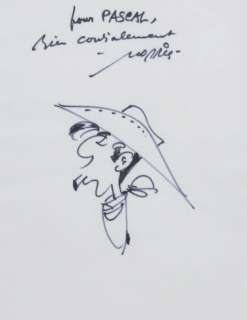 Morris | Â«Lucky LukeÂ». Encre de Chine sur papier, dédicacée Â«pour Pascal | Tessier Sarrou