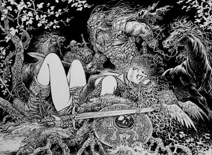 Mohamed Aouamri - saga valta double page spread illustration