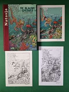 Walthéry, François / Sirius | Natasja 22 - De Blauwe Sperwer + originele tekening - oplage 20 ex. - Luxe groot formaat hardcover met linnen rug + 3x Ex-Libris - EO - (2014) | Catawiki