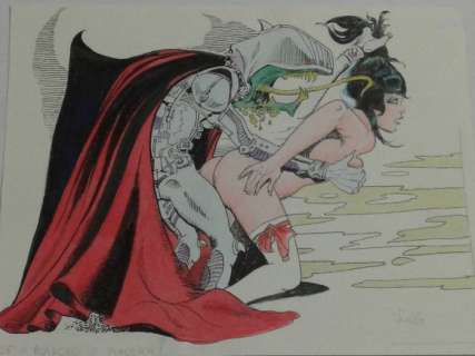 Leone Frollo | Leone Frollo - original artwork " Biancaneve " omaggio al Druuna di Serpieri firmata - Page volante - Exemplaire unique | Catawiki