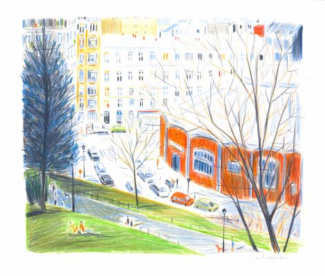 Dominique Corbasson | La Halle St Pierre - Crayons de couleur sur papier | Huberty Breyne Gallery