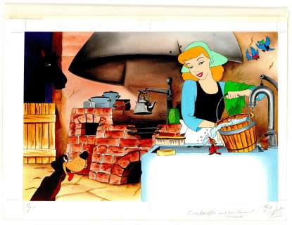 CINDERELLA AND HER ANIMAL FRIENDS, Watercolor (1950s) | Russ Cochran