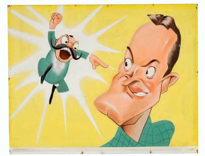 SAM BERMAN BOB HOPE/JERRY COLONNA NBC AFFILIATE ORIGINAL PROMOTIONAL PAINTING. 