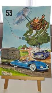 Jacot, Christian | Jacot, Christian - Dessin original couleur - Hommage Ã  Franquin - (2022) | Catawiki