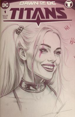 Carla Cohen & Lucio Parrillo - Harley Quinn Sketch Cover - Dawn of DC Titans #1