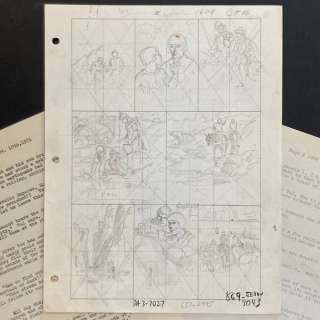 Foster, Hal. | Prince Valiant - "Escape" Prince Valiant storyboard drawing & Original Scripts and Synopsis - (1971) | Catawiki