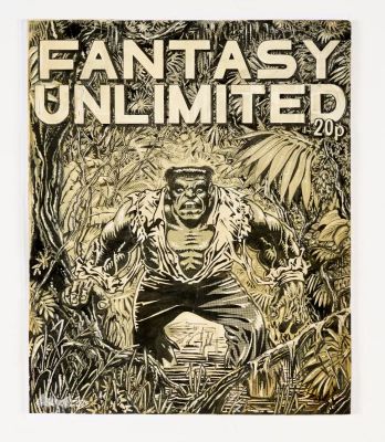 Lot 123 - Incredible Hulk original fanzine cover artwork drawn and signed by Antonio Ghura for Fantasy | Comic Book Auctions ltd