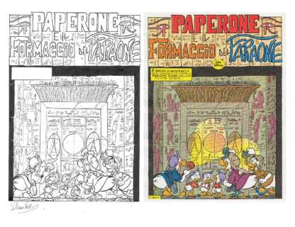 Stefano Enna, Valerio Held | Topolino 2464 - "Zio Paperone e il formaggio del Faraone" - Signed Original inked first comic page by Valerio Held - Page volante - (2003) | Catawiki