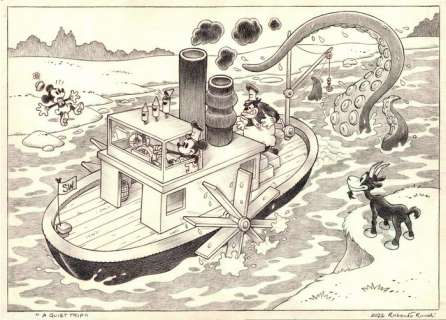 Roberto Ronchi | Mickey Mouse - "A Quiet Trip" inspired by Steamboat Willie - Signed Original Artwork by Roberto Ronchi - (2022) | Catawiki