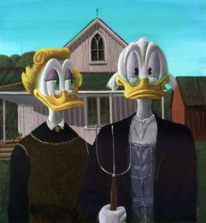 Jordi Bartoll | Inspired by Grant Wood’s "American Gothic" - 43 x 40 cm - Acrylic on Gesso board by Jordi Bartoll | Catawiki