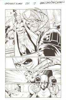 Greg Land, Jay Leisten - uncanny x-men, the #521 p. 7 - fantomex, psylocke, & wolverine action - 2010 signed