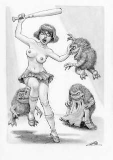 Cera | Cera - Original drawing - Sexy girl - Velma versus Critters - Scooby Doo - Page volante | Catawiki