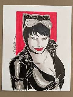 Daniel HDR / Elsa Charretier - Catwoman - 2 x dessin original Catwoman par Daniel HDR et Elsa Charretier - Page volante - Exemplaire unique - (2012/2014)