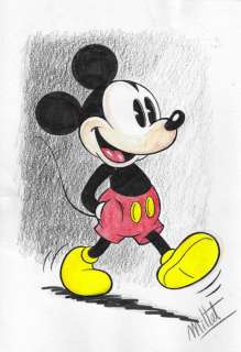 Millet | Mickey Mouse - Vintage Walk - Signed Original Colour Drawing by Millet | Catawiki