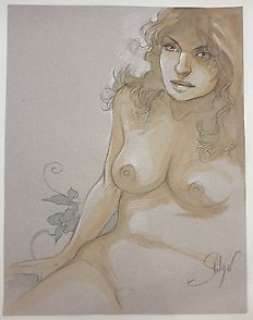 Stalner, Eric | Eric Stalner - Nu à l’aquarelle très sensuel - Format: 25 x 32 cm. | Catawiki