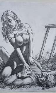 Luca Tarlazzi - Erotico d‘autore - Selen illustrazione di Tarlazzi - Page volante - Exemplaire unique - (1995)