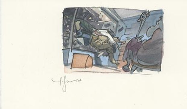 Juanjo Guarnido | Blacksad, Tome 3, Âme Rouge, Recherche de case, case n°1 planche 26 | Galerie 9ème Art