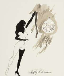 LEROY NEIMAN (American, b. 1921) Femlin Hanging a Christmas Stocking, Playboy illustration, group of 2, page - | Heritage