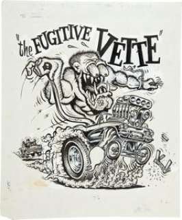 Ed "Big Daddy" Roth Studio The Fugitive ’Vette Illustration Original Art (undated). Burn rubber! Big - | Heritage