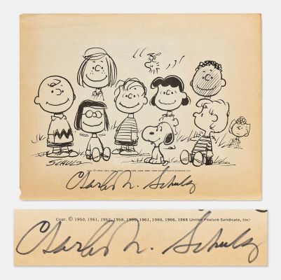 Charles Schulz Signed ’’Peanuts’’ Print -- Measures 11’’ x 8.5’’ | Nate Sanders