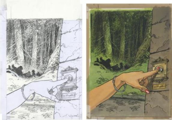 Régis Loisel | La Dernière Masion Juste Avant la Forêt, Couverture la version intermédiaire et bleu de mis en couleur | Galerie 9ème Art