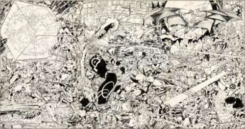 Brian Hitch Mys-Tech Wars #1 Gate-Fold Wrap-Around Cover Marvel Heroes Original Art (Marvel UK, 1993). From - | Heritage