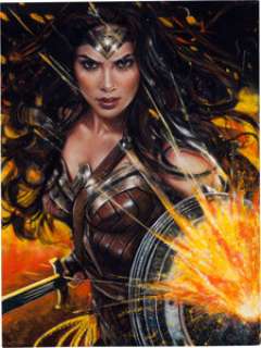 Olivia (Olivia De Berardinis) - Wonder Woman (Gal Gadot) Painting Original Art (2017)....