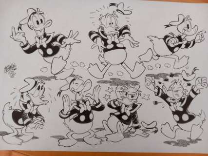 Alessandro Gottardo | Donald Duck - "Espressività corporea- Model Sheet" - Page volante - Exemplaire unique - (2022/2022) | Catawiki