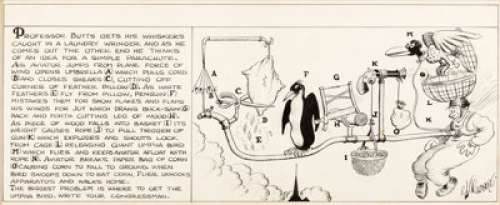 Rube Goldberg Collier‘s Weekly "The Inventions of Professor Lucifer G. Butts, A.K." Comic Strip Original Art dated 8-8-31 (McN...
