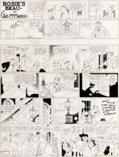 George McManus Bringing Up Father and Rosie‘s Beau Sunday Comic Strip Original Art dated 8-4-40 (King ...