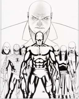 John Cassaday Shadowland #2 Cover Daredevil, Spider-Man, Luke Cage, and Elektra Original Art (Marvel, 2010)....