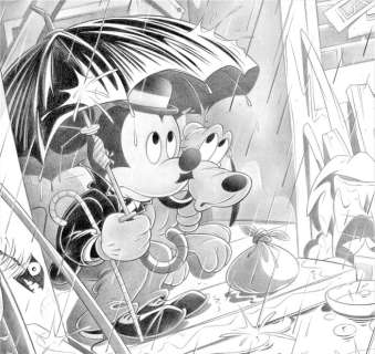 Jaume Esteve, Disney Artist | Mickey Mouse & Pluto in Chaplin’s "A Dog’s Life" (1918) - Large Original Drawing - Jaume Esteve Signed - Pencil Art - 65 x 50 - Original Artwork | Catawiki