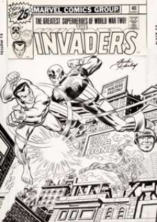  - Jack Kirby and John Romita Sr. The Invaders #3 Cover Captain America, Namor, Human Torch Original Art (Marvel, 197...