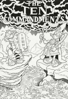 Jordi David Redo | Uncle Scrooge & Donald Duck: "The Ten Commandments" - Original Drawing - Ink Art - Jordi David Redo - Signed | Catawiki