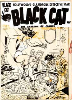 Al Avison Black Cat Comics #3 Cover Original Art (Harvey, 1947)....