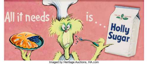 Theodor Seuss Geisel (Dr. Seuss) - Holly Sugar Advertisement Painting Original Art (1955). Seuss art is - | Heritage