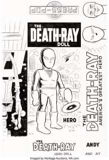 Daniel Clowes The Death-Ray Doll Package Design Original Art and Inked Overlay Group of 2 (Press-Pop Toys,...