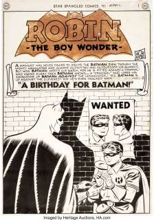 Jim Mooney (as Bob Kane) - Star Spangled Comics #91 Splash Page 1 Batman and Robin Original Art (DC, 1949).