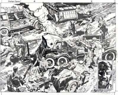 Leon, John Paul - John Paul Leon Sgt. Fury & His Howling Commandos One Shot #1 Double Splash Page 6-7 Original Art (Marv...