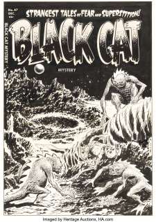 Elias, Lee - Lee Elias Black Cat Mystery #47 Cover Original Art (Harvey, 1953)....