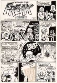 Shelton, Gilbert - Gilbert Shelton, Dave Sheridan, and Paul Mavrides The Fabulous Furry Freak Brothers #7 Complete 1-Page "Horror Fil...