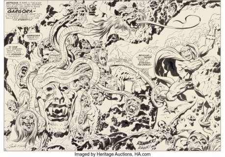 Kirby, Jack - Jack Kirby, Mike Royer, and William Stout Demon #14 Double-Splash Page 2-3 Original Art (DC, 1973)....