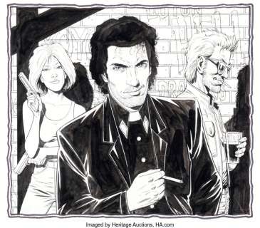 Dillon, Steve - Steve Dillon Preacher Poster Illustration Original Art (DC/Vertigo, c. 1996)....