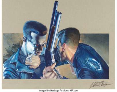 Dell‘Otto, Gabriele - Gabriele Dell‘Otto - Terminator vs. T-1000 Illustration Original Art (undated)....