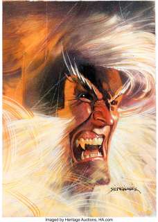 Sienkiewicz, Bill - Bill Sienkiewicz 1993 Marvel Masterworks #28 Sabretooth Trading Card Illustration Original Art (SkyBox, 1993)....